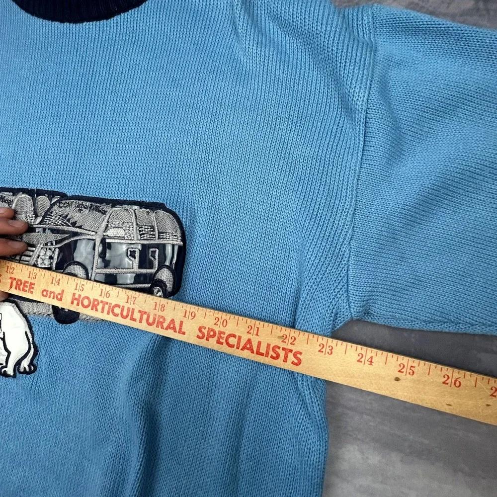 Vintage Y2K Canopy Clothing Knit Sweater Blue Hip Hop Graphic Boxy Fit Large